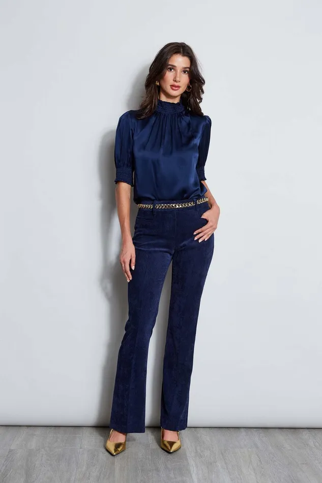 Elie Tahari Corduroy Fit and Flare Pant Galaxy Navy Women Suiting