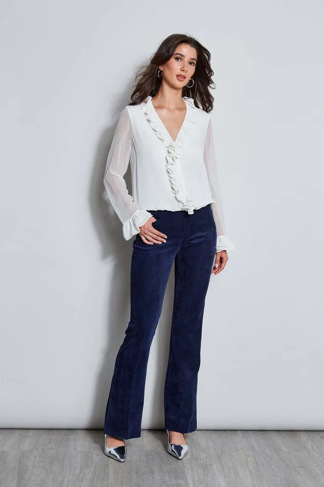 Elie Tahari Corduroy Fit and Flare Pant Galaxy Navy Women Suiting