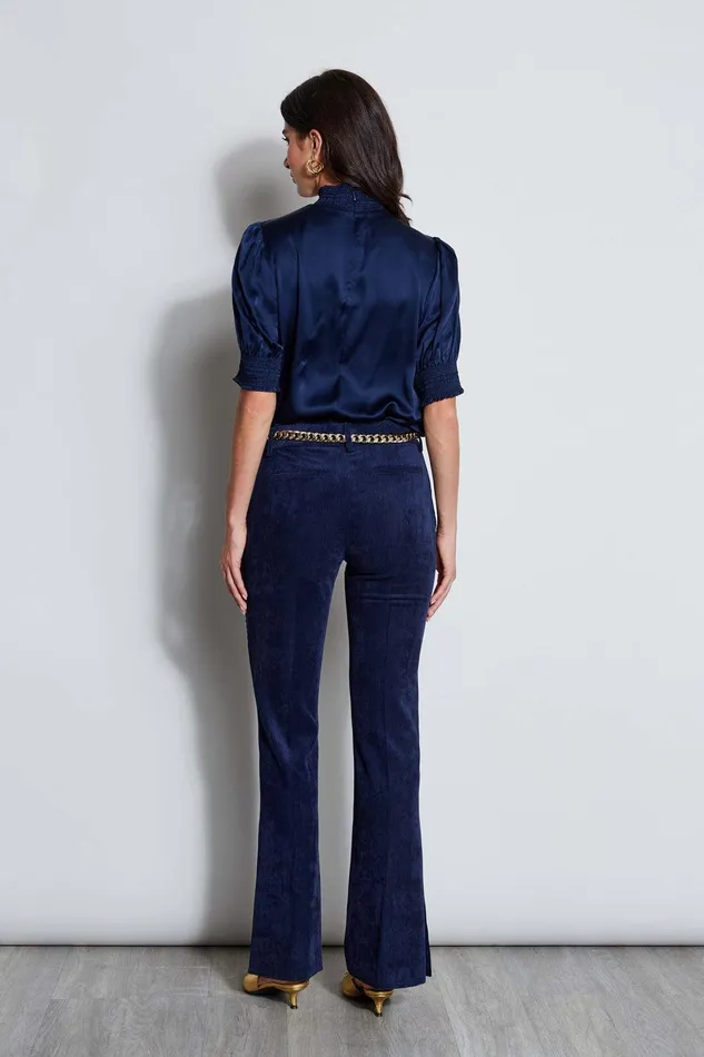 Elie Tahari Corduroy Fit and Flare Pant Galaxy Navy Women Suiting