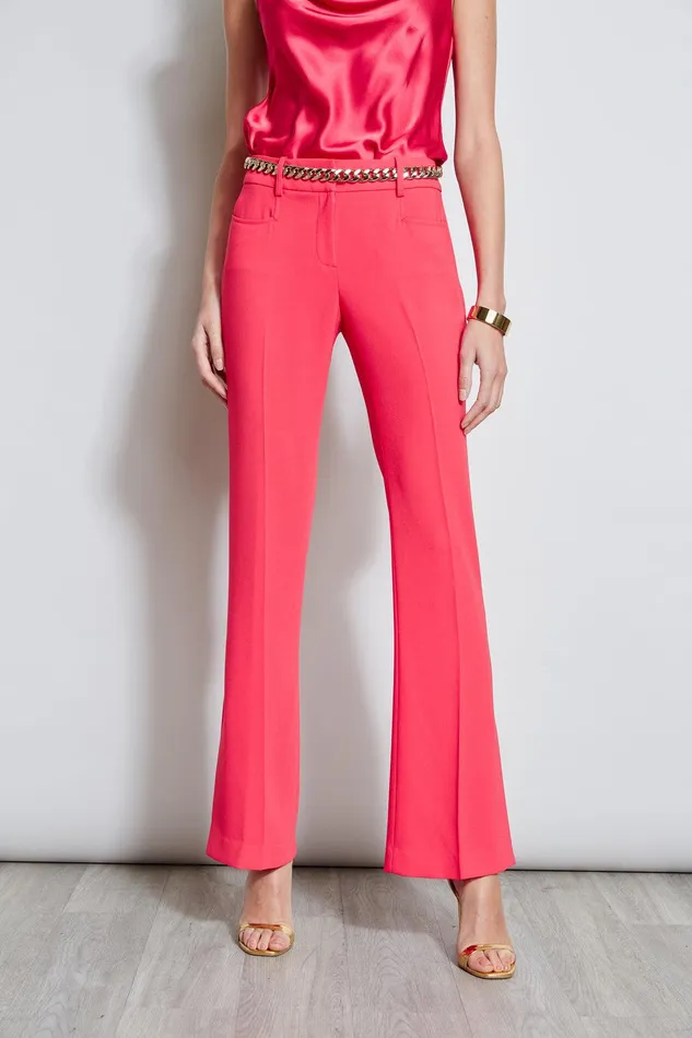 Elie Tahari Fit and Flare Slit Pant Wild Strawberry Women Bottoms