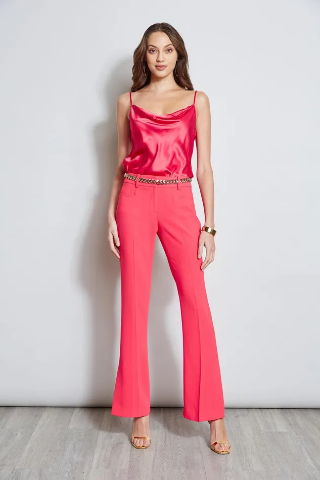 Elie Tahari Fit and Flare Slit Pant Wild Strawberry Women Bottoms