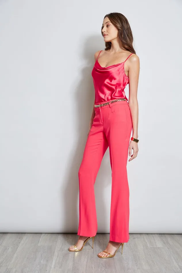 Elie Tahari Fit and Flare Slit Pant Wild Strawberry Women Bottoms