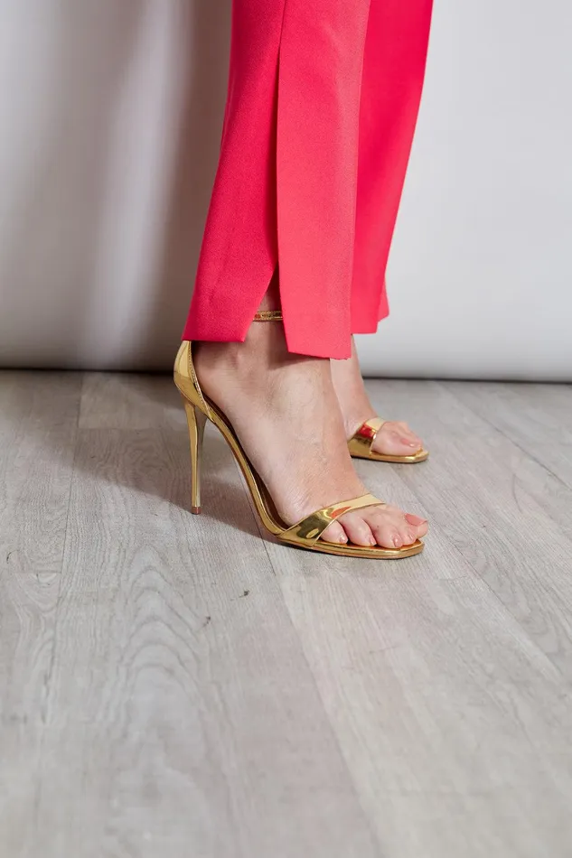 Elie Tahari Fit and Flare Slit Pant Wild Strawberry Women Bottoms