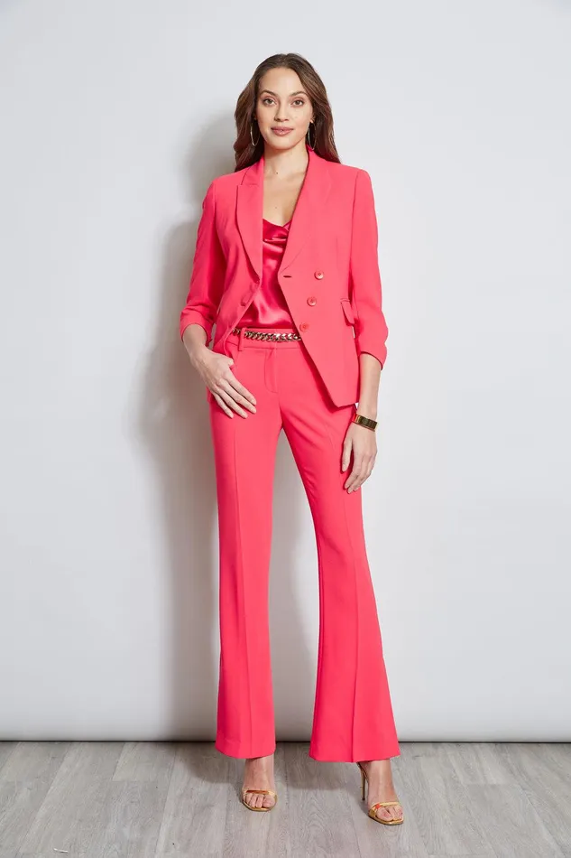 Elie Tahari Fit and Flare Slit Pant Wild Strawberry Women Bottoms