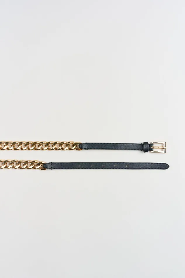 Elie Tahari Gold Chain Belt 8211 Black Blackgold Women Belts