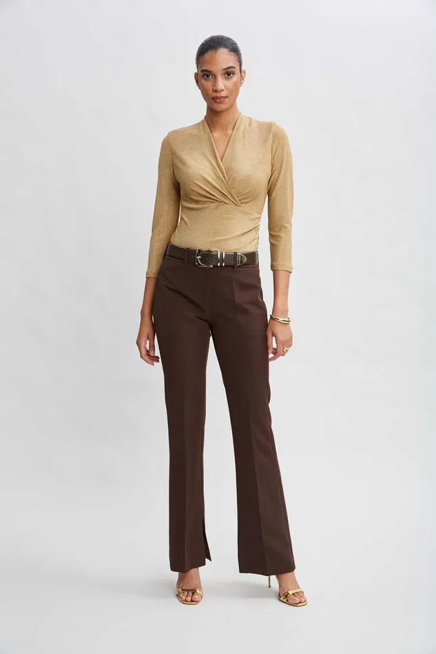 Elie Tahari Inseam Slit Flare Pant Wood Women Bottoms
