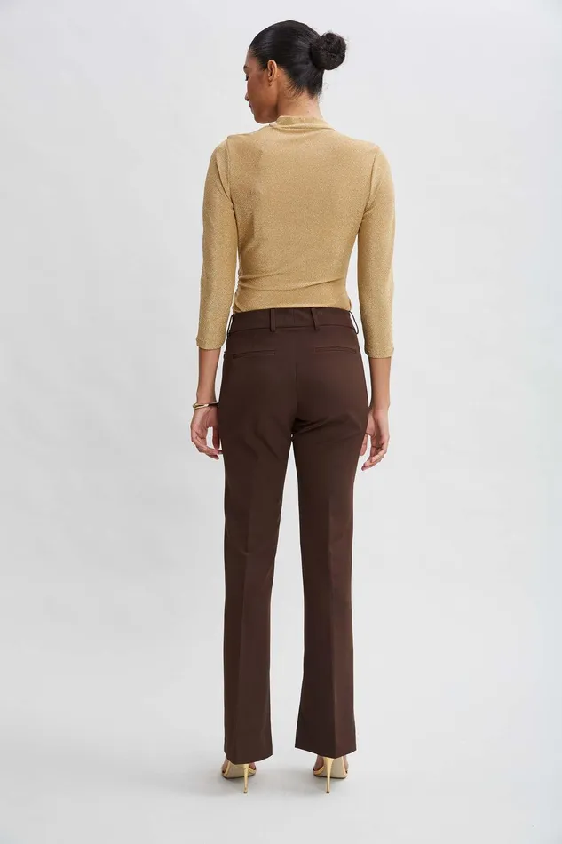 Elie Tahari Inseam Slit Flare Pant Wood Women Bottoms