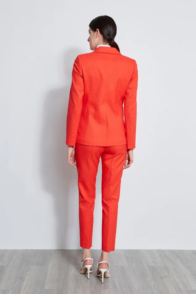Elie Tahari Jacquard Stretch Panel Blazer Tomato Women Jackets and Blazers