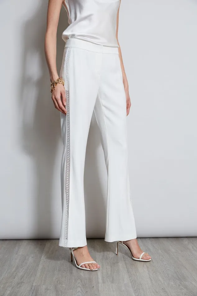 Elie Tahari Lace Trim Fit and Flare Pant Foam Women Bottoms