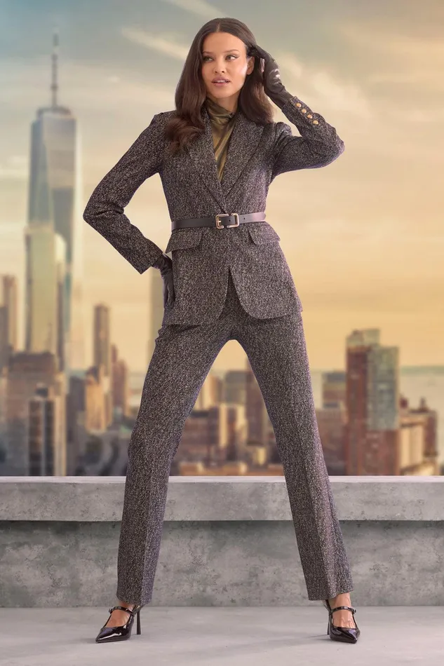 Elie Tahari Metallic Tweed Blazer Black Multi Women Jackets and Blazers