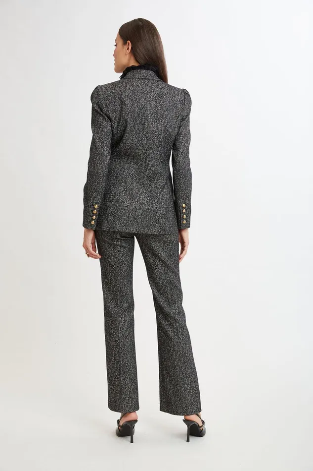 Elie Tahari Metallic Tweed Blazer Black Multi Women Jackets and Blazers