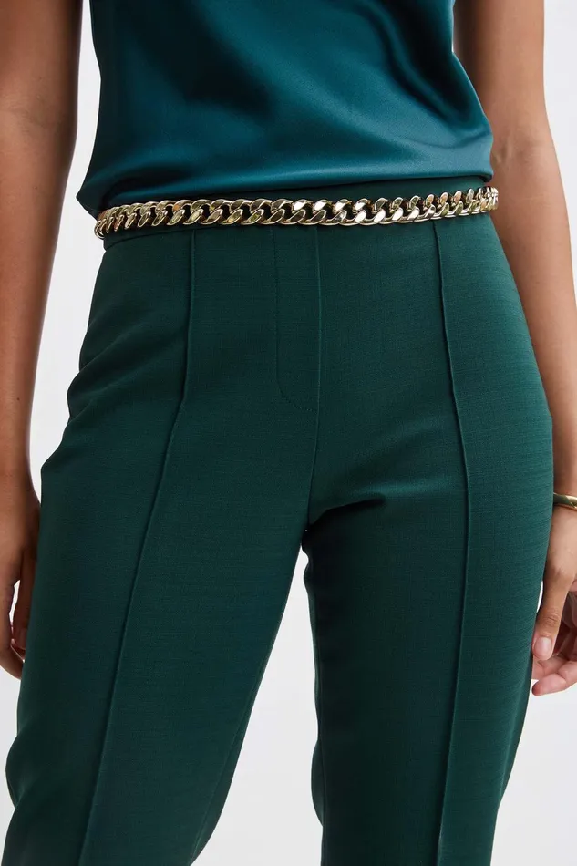 Elie Tahari Pintuck Slim Pant Forest Green Women Suiting