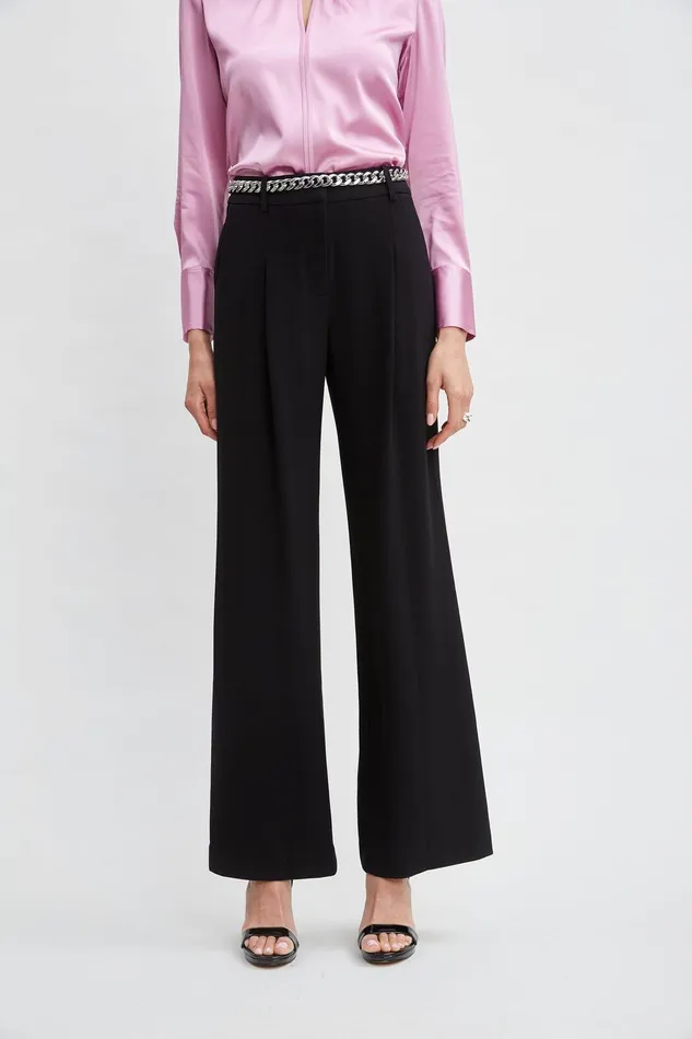 Elie Tahari Pleated Crepe Pant Black Women Bottoms