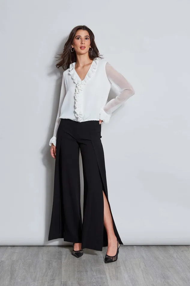Elie Tahari Ruffle Silk Shirt Fresh Pearl Women Tops