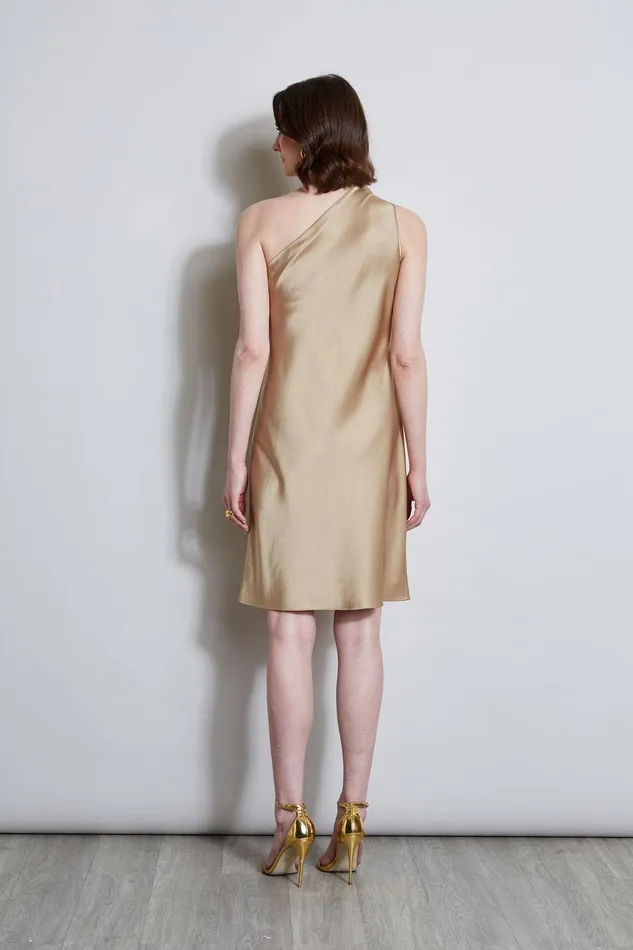 Elie Tahari Satin Scarf Dress Sandcastle Women Dresses and Jumpsuits