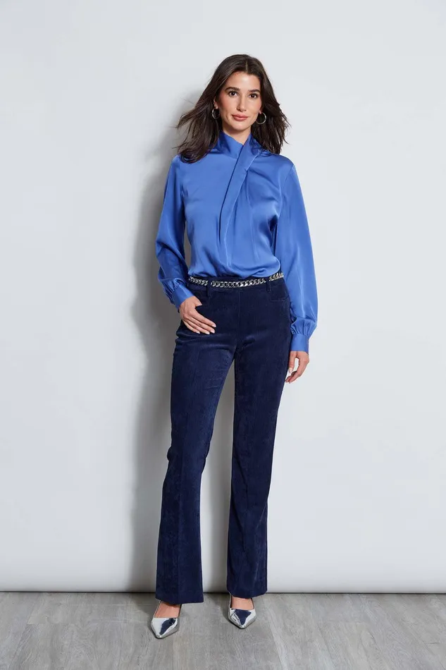 Elie Tahari Silk Draped Neck Shirt Paris Blue Women Tops