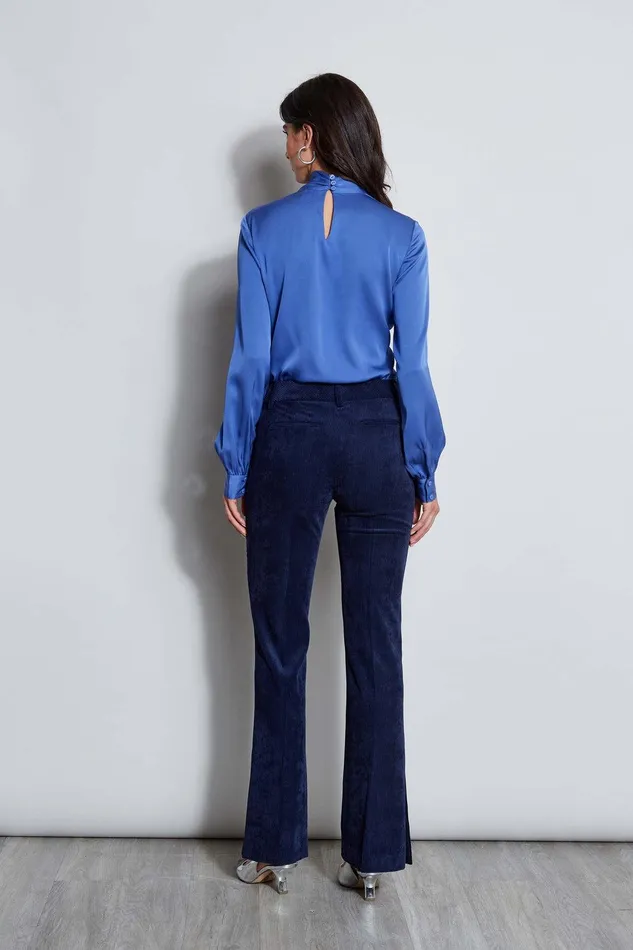 Elie Tahari Silk Draped Neck Shirt Paris Blue Women Tops
