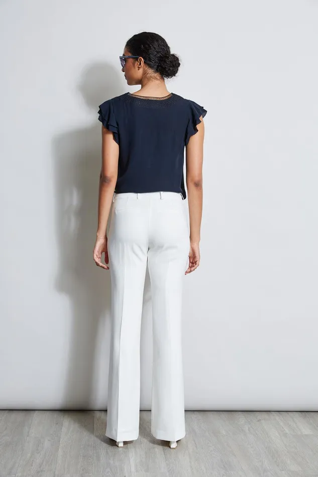 Elie Tahari Silk Flutter Sleeve Embroidered Shirt Stargazer Women Tops