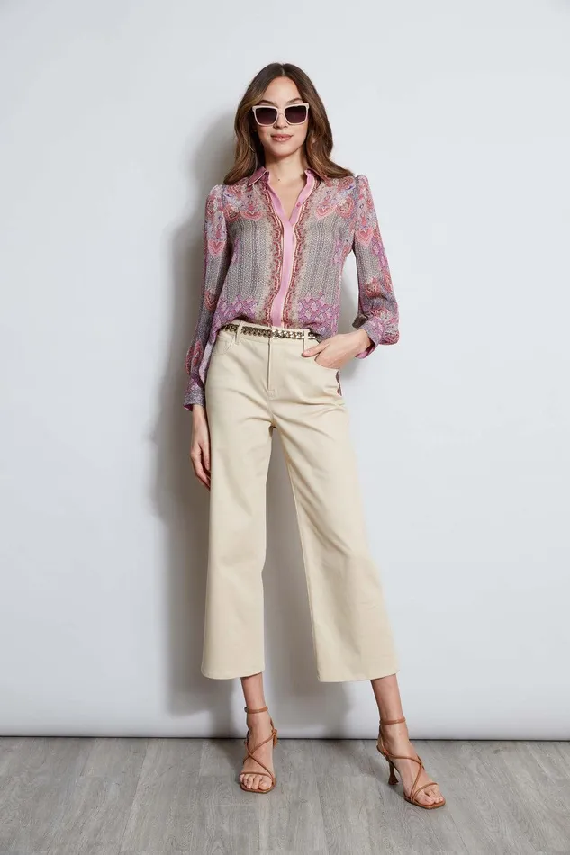 Elie Tahari Silk Ottoman Paisley Shirt Multi Women Tops