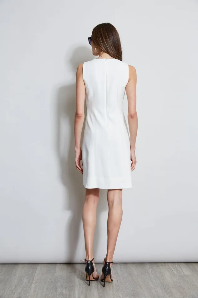 Elie Tahari Sleeveless Keyhole Ring Dress Foam Women Dresses and Jumpsuits