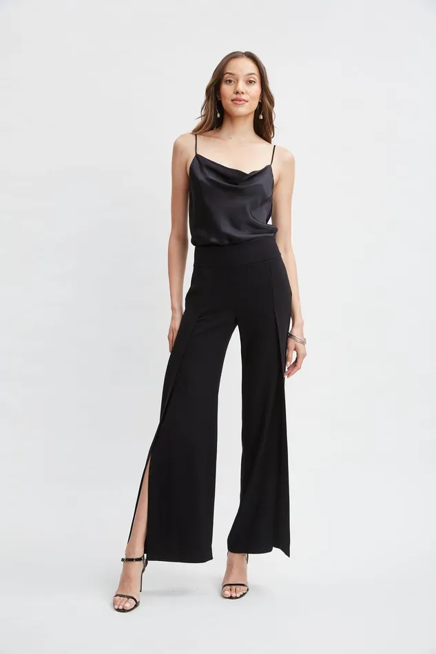 Elie Tahari Stretch Silk Satin Cami Black Women Tops