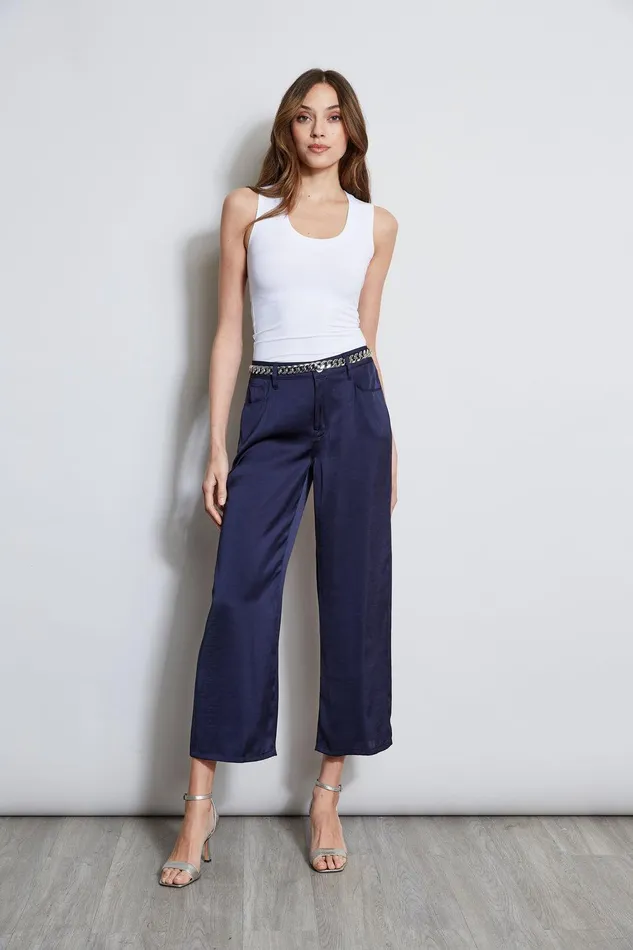 Elie Tahari Washed Satin Fluid Pant Stargazer Women Bottoms