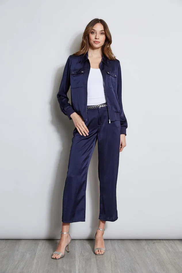 Elie Tahari Washed Satin Fluid Pant Stargazer Women Bottoms