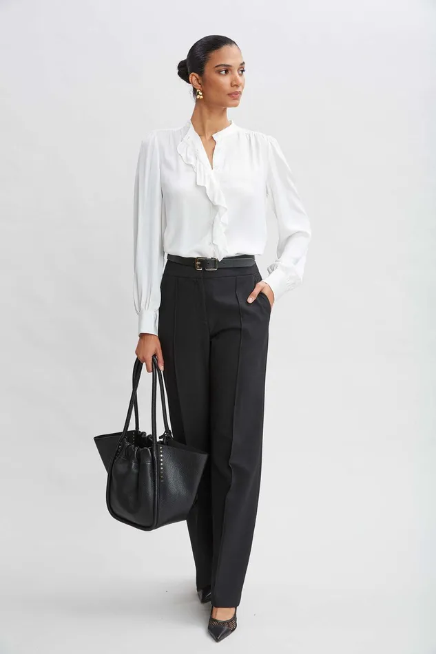 Elie Tahari Wide Leg Pant Black Women Bottoms