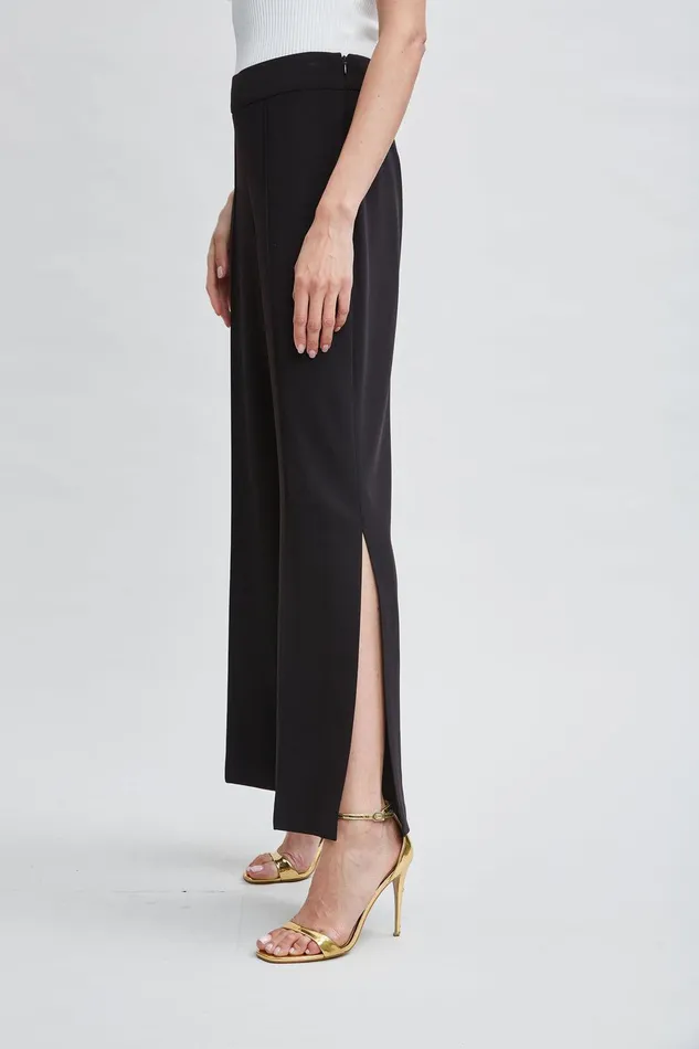 Elie Tahari Wide Leg Slit Pant Noir Women Bottoms