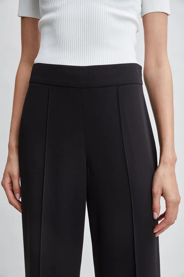 Elie Tahari Wide Leg Slit Pant Noir Women Bottoms