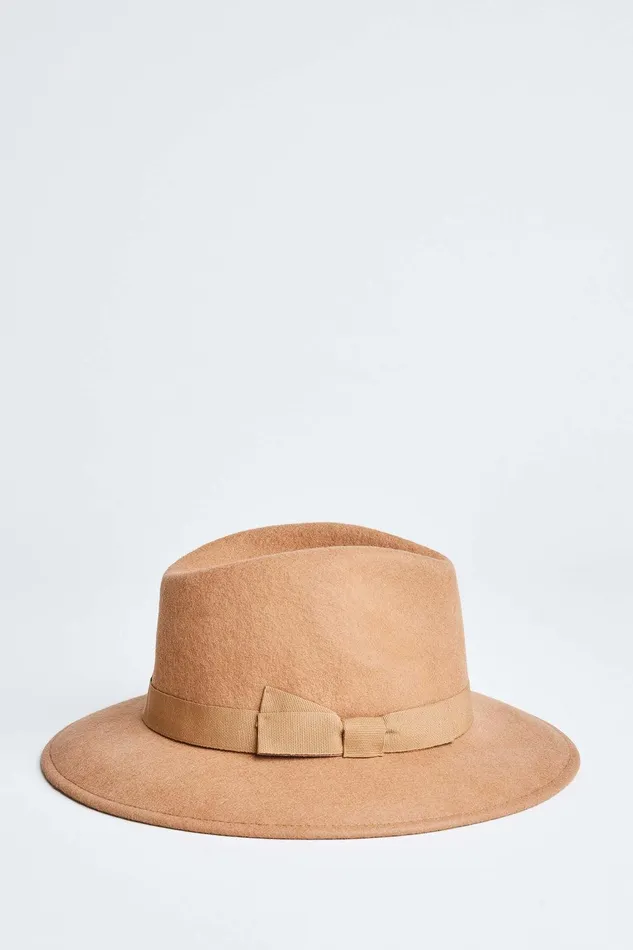 Elie Tahari Wool Fedora Hat Camel Women Hats