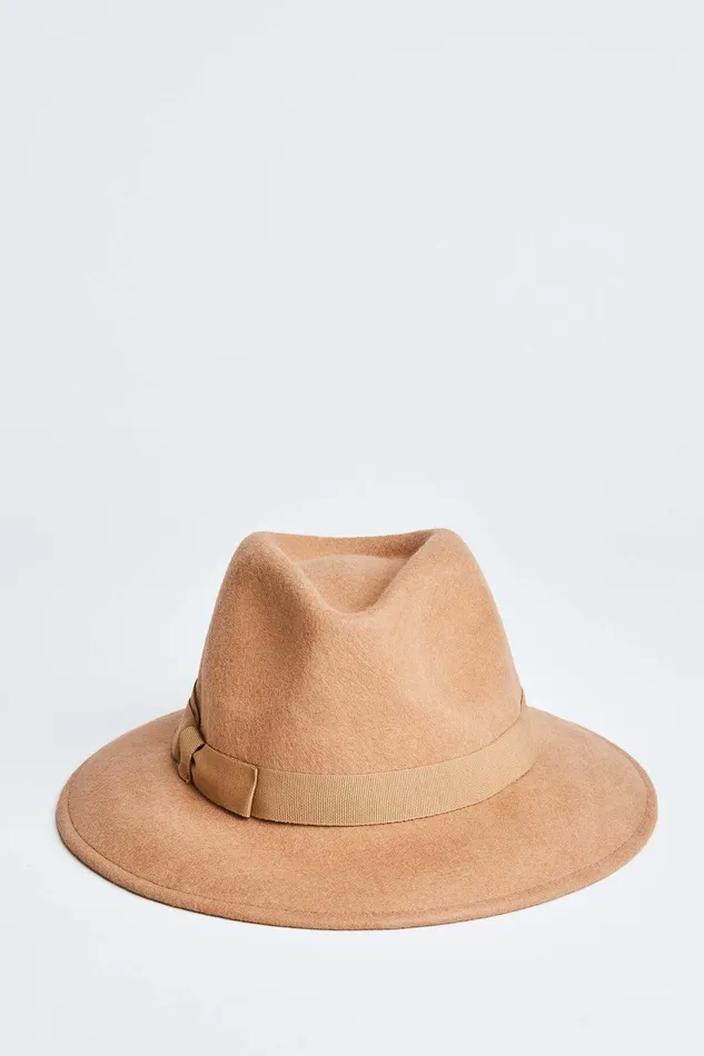 Elie Tahari Wool Fedora Hat Camel Women Hats