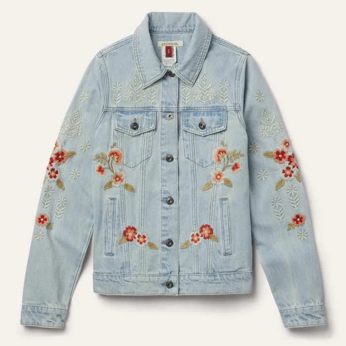 Embroidered Denim Jacket Blue Women Stetson Jackets