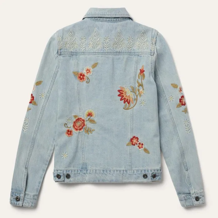 Embroidered Denim Jacket Blue Women Stetson Jackets