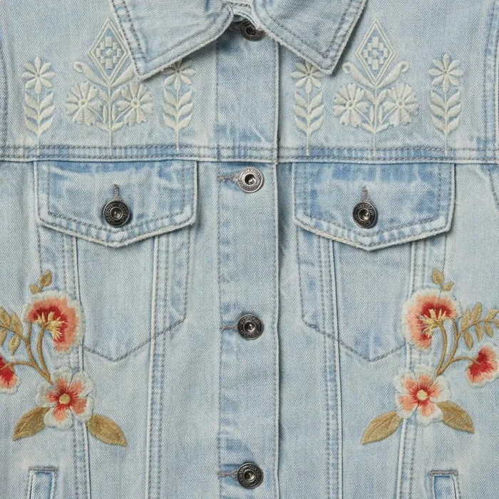 Embroidered Denim Jacket Blue Women Stetson Jackets
