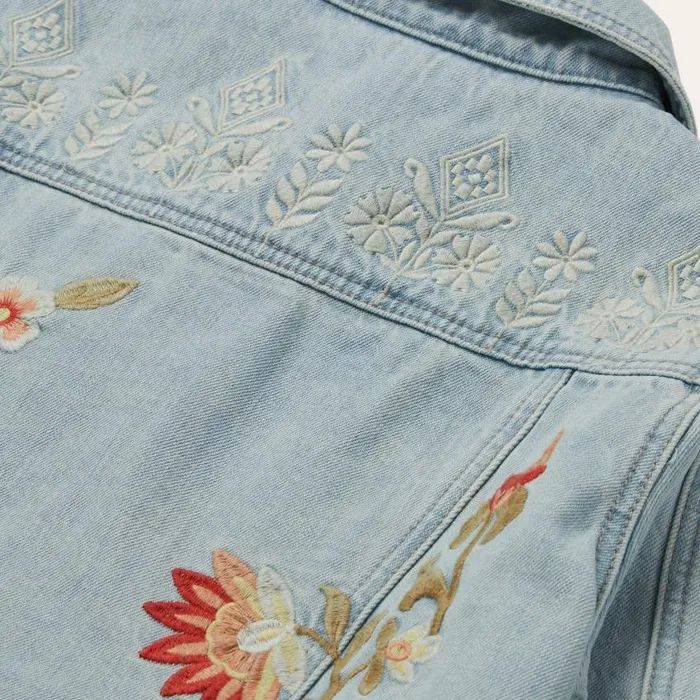 Embroidered Denim Jacket Blue Women Stetson Jackets
