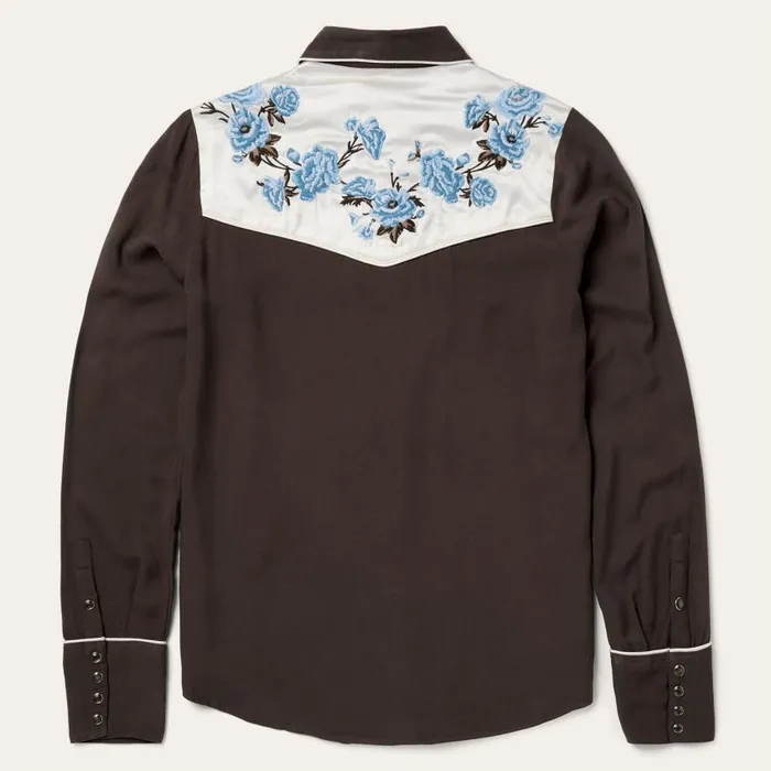 Embroidered Rayon Western Shirt Brown Women Stetson Western Shirts
