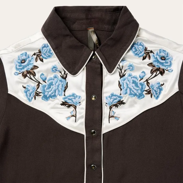 Embroidered Rayon Western Shirt Brown Women Stetson Western Shirts
