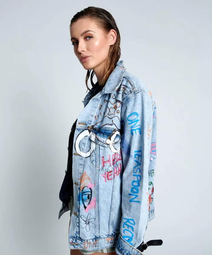 EPIC RECORDS GRAFFITI DENIM JACKET Women One Teaspoon Denim Jackets EPIC RECORDS GRAFFITI DENIM JACKET Women One Teaspoon Denim Jackets