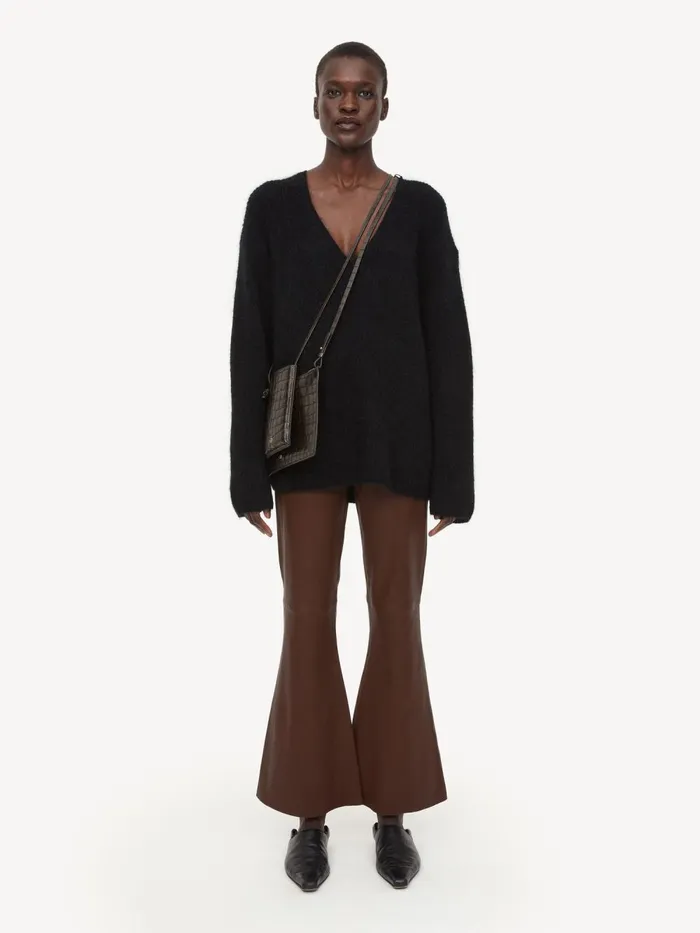 Evyline Cropped Leather Trousers Chestnut Women By Malene Birger Trousers