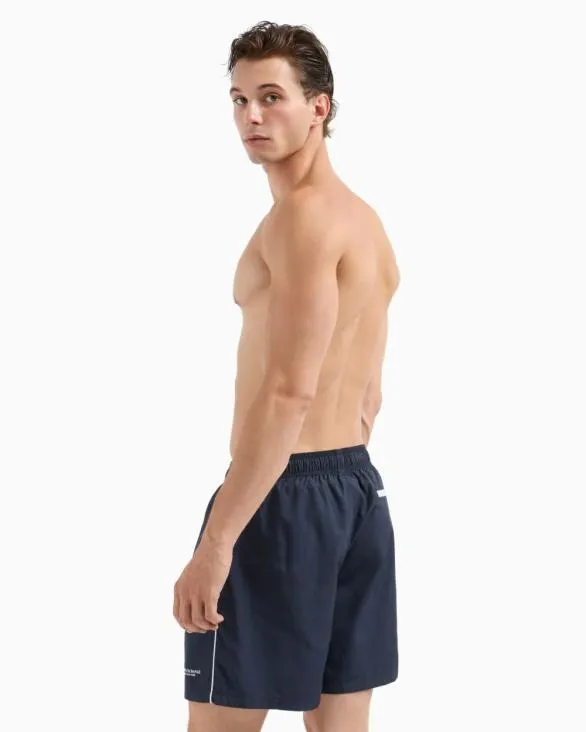 Fabric Swim Boxer With Logo Navyblue Men Armani Beachwear Fabric Swim Boxer With Logo Navyblue Men Armani Beachwear