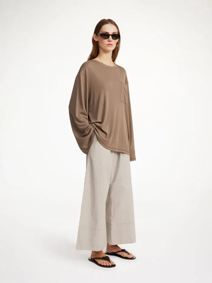 Fayeh Oversized Longsleeve Shitake Women By Malene Birger Tops and Blouses