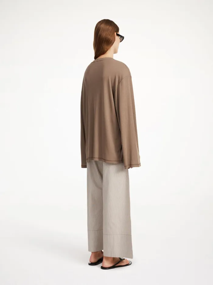 Fayeh Oversized Longsleeve Shitake Women By Malene Birger Tops and Blouses