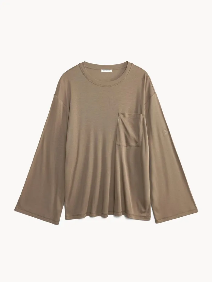 Fayeh Oversized Longsleeve Shitake Women By Malene Birger Tops and Blouses