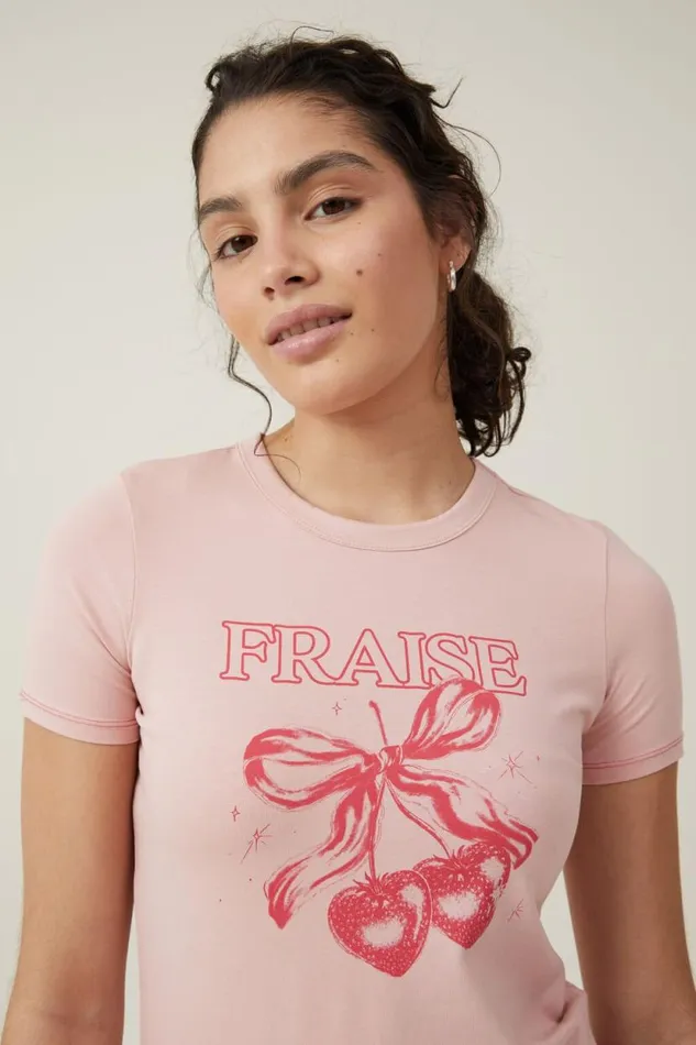 Fitted Graphic Longline Tee Strawberry Cherries Peony Rose Women Cotton On Tops Fitted Graphic Longline Tee Strawberry Cherries Peony Rose Women Cotton On Tops