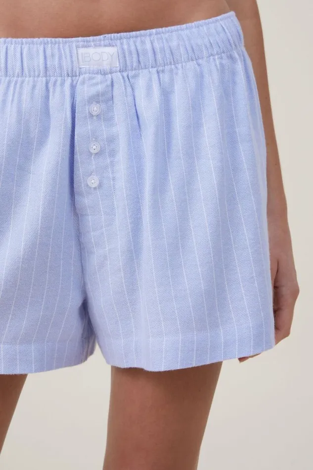 Flannel Boyfriend Boxer Short Blue Pinstripe Women Cotton On Shorts