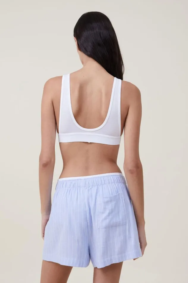 Flannel Boyfriend Boxer Short Blue Pinstripe Women Cotton On Shorts