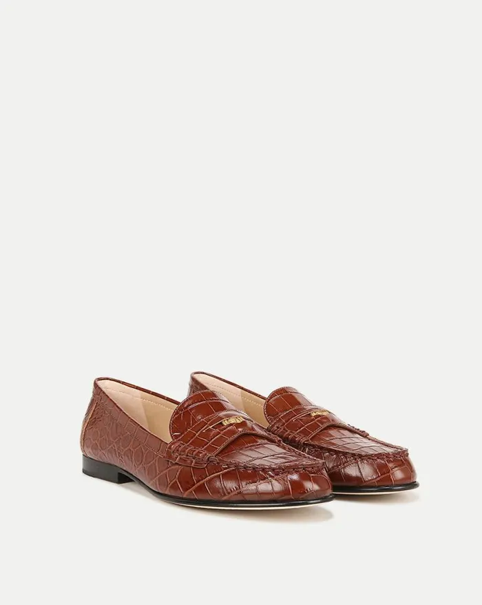 Flats and Loafers Shop Veronica Beard Penny Leather Loafer Brown