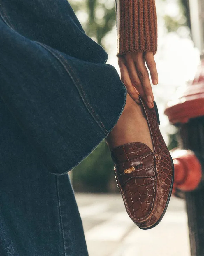 Flats and Loafers Shop Veronica Beard Penny Leather Loafer Brown