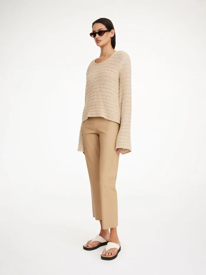 Florentina Leather Trousers Sand Beige Women By Malene Birger Trousers